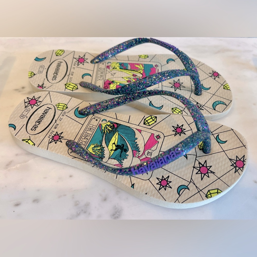 Kids Havaianas - purple/glitter straps - size 2 (31-32 eur)